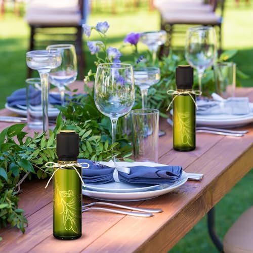 Reallnaive 20 Pcs 4oz Mini Olive Oil Bottles Bulk, Olive Leaf, Dark Green