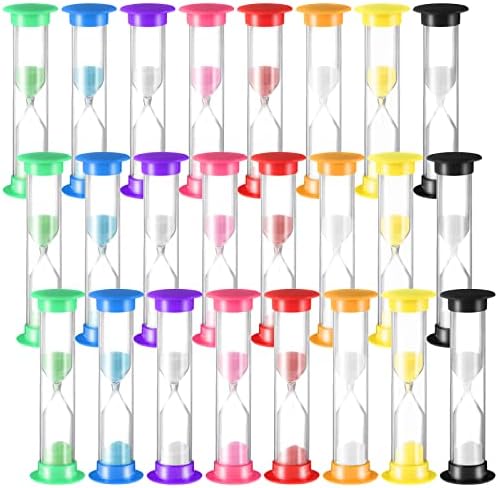24 Pcs 5 Minute Sand Timer Plastic Hourglass 5 Min Visual Timer Mini Classroom Small Shower Hourglass for Teacher Classroom School Must Haves Supplies Egg Sand Clock Kids Time Management(Colorful)