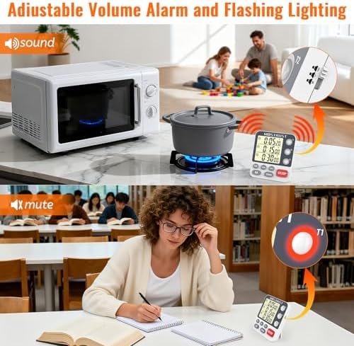Digital Dual Kitchen Timer, Multiple Channels Countdown Timer