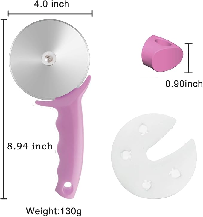 4" Pizza Cutter Wheel,Stainless Steel Large Pizza Cutter with Cover, Super Sharp Pizza Slicer-Dishwasher Available,Smooth Rotating Large Pizza Wheel Cutter Safe with Healthy Material (Rosy, 4 inch)