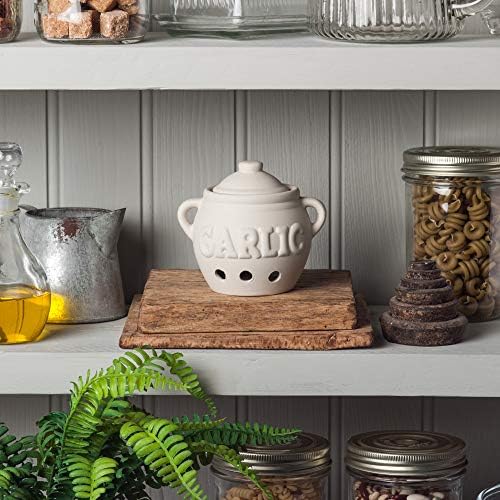 Kilo BA113 Classic Ceramic Garlic Storage Pot. 11cm, Beige, One Size
