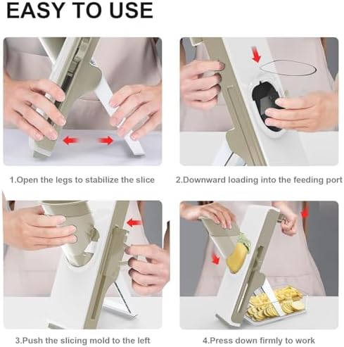 Mandoline Slicer Safe Multifunctional Dicer Adjustable Commercial Slicer Machine Stainless Steel Chopper (White Light Grey)