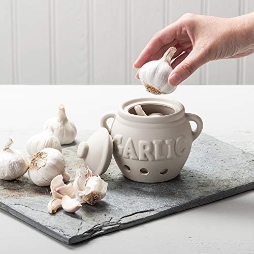 Kilo BA113 Classic Ceramic Garlic Storage Pot. 11cm, Beige, One Size
