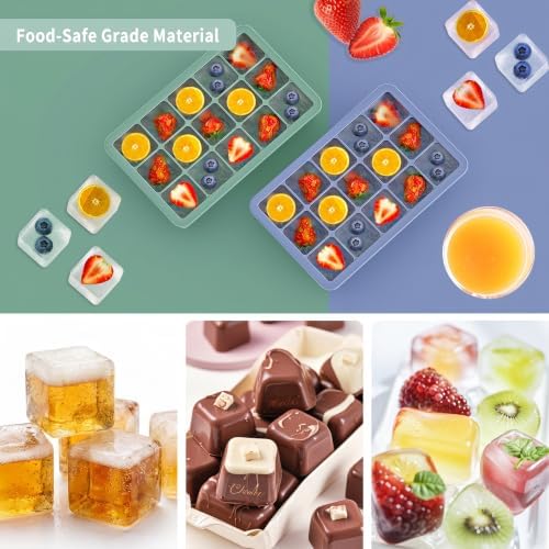 Silicone Ice Cube Tray 3 Pack, HANCELANT Ice Cube Mold, Ice Trays for Freezer with Lid for Whiskey, Cocktail, Drinks and Food, Freezer, BPA Free, Easy Release