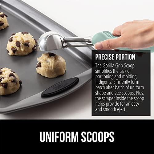 Gorilla Grip Spring Scoop and Ice Cream Scoop, Spring Scoop is Multipurpose, Ice Cream Scoop is Heavy Duty, Dishwasher Safe, Both in Mint Color, 2 Item Bundle