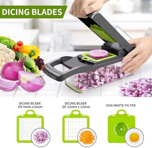 16-in-1 Vegetable Chopper & Slicer - Multifunctional Kitchen Food Cutter for Onion, Salad, Fruit with Adjustable Dicer and Storage Container
