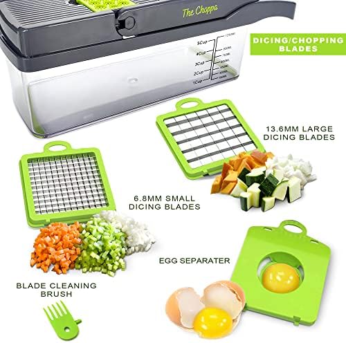 Professional Multi-Purpose Vegetable Chopper | Multifunctional 12 in 1 Chopper, Fruit and food Slicer, Dicer, Cutter Clear Green