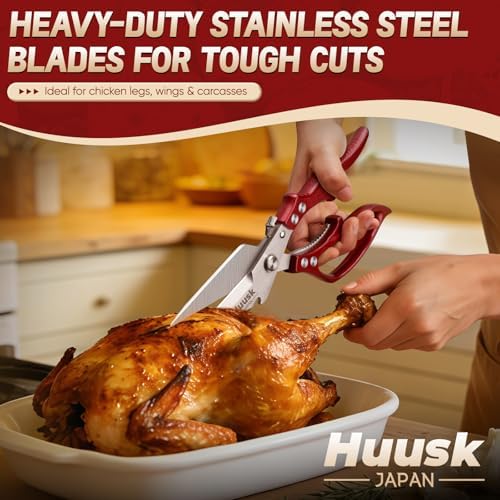 HUUSK Kitchen Scissors Heavy Duty - Japanese Kitchen Shears All Purpose