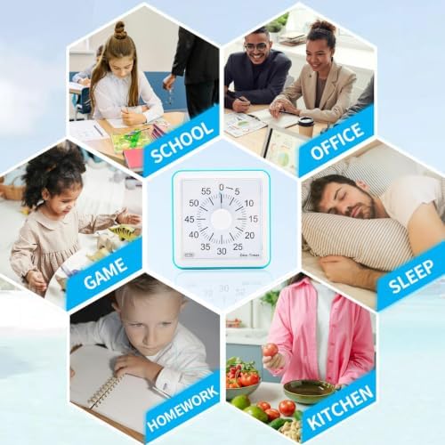 60 Minutes Countdown Visual Timer,Manage Time Well for Kids and Adults,Silent Travel Time Design for Education,Classroom,Home,Office (2*Blue)