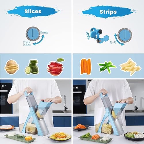 Mandoline Slicer Plus, Adjustable Vegetable Food Chopper Potato Fries Cutter, Detachable Blade, Kitchen Chopping Artifact，Kitchen Veggie Chopper