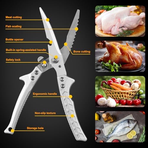 FrutPunch Spring-loaded Multi Kitchen Scissors for Food, Poultry Shears
