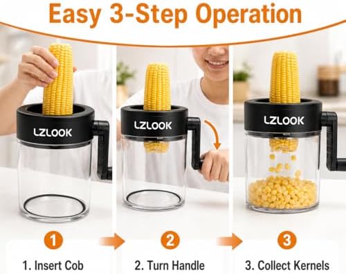 Corn Peeler for Corn on the Cob, Corn Stripper Tool with Rotating Handle
