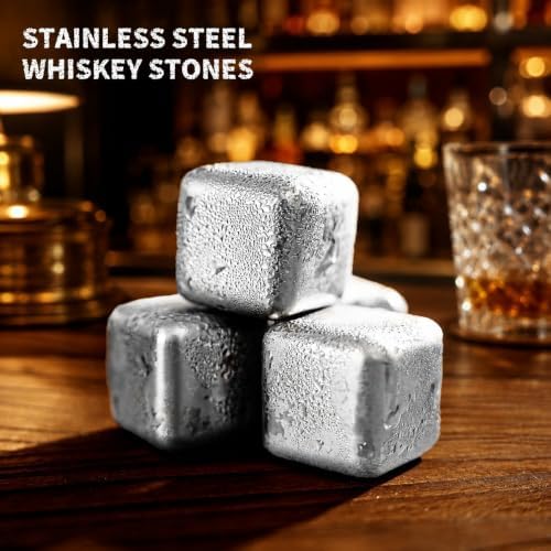 Whiskey Glasses Gift Set - Premium Heavy Glasses with Chilling Stones,Whiskey Stones Gift Set, Drinking Gifts for Men Dad Husband Boyfriend Birthday Anniversary Christmas