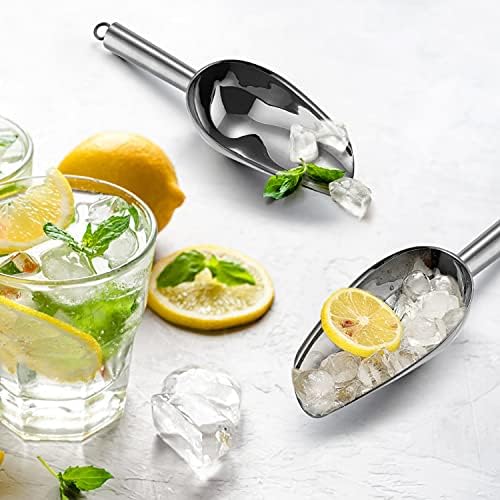 E-far Mini Ice Scoop Set of 4, 3 Ounce Black Stainless Steel Utility Scoops