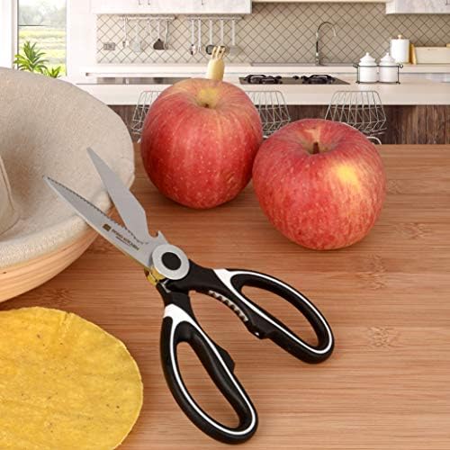 Cooking Scissors – Stainless-Steel Food Scissors – Kitchen Scissors for Meat, Vegetables and Herbs – Multifunctional Shears with Blade Cover and Pizza Slicer – Heavy Duty Meat Shears