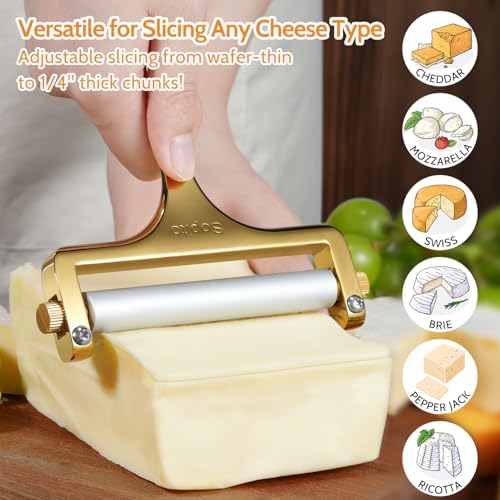 Sopito Stainless Steel Wire Cheese Slicer with 3 Extra Wires, Gold