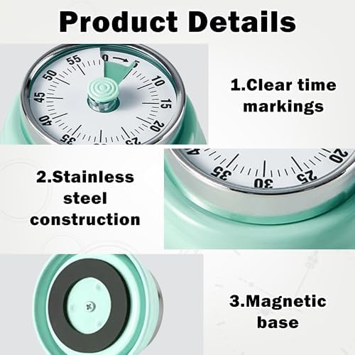 60-Minute Magnetic Visual Timer, Silent Operation and No Battery Needed, Time Management Tools for Kitchen, Homeschool Desk, Office Meetings & Home Learning Timer (Green)