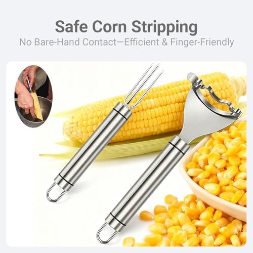 2 Pack Corn Peeler and Holder Set, Corn Stripper for Corn on the Cob