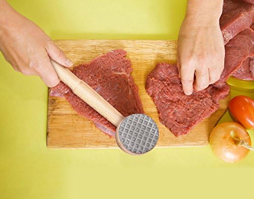 Two Sides Wooden Meat Tenderizers Mallet Pounder Kitchen Tool with Aluminum Alloy Heads for Tenderizing Steak Beef
