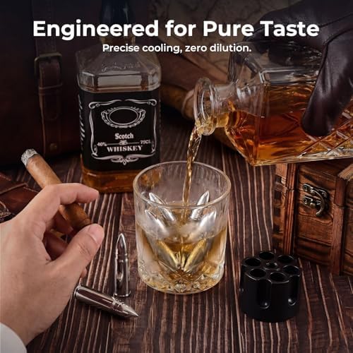 EooCoo Mens Gifts, Whiskey Stones Gift Set with 6 Pcs Stones and Box, Reusable Ice Cubes for Drinks, Cool Gadgets Bourbon Mens Gifts for Dad, Husband, Whiskey Lover