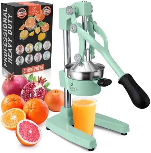 Zulay Kitchen Cast Iron Juicer - Heavy Duty Orange Juicer with Detachable Strainers for Easy Cleaning, Citrus Press for Citrus Fruits, Perfect for Bartenders, Juice Lovers & Health Enthusiasts