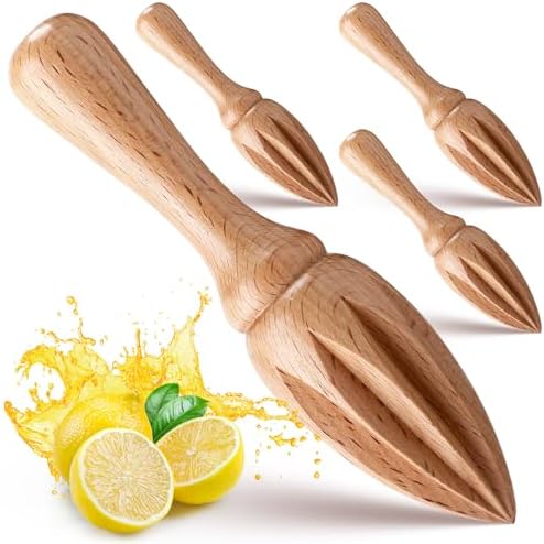 4 Pcs Wooden Citrus Reamer Handheld Lemon Juicer Squeezer
