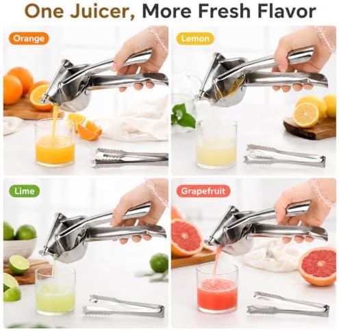 Manual Fruit Juice Squeezer, 304 Stainless Steel Hand Citrus Press