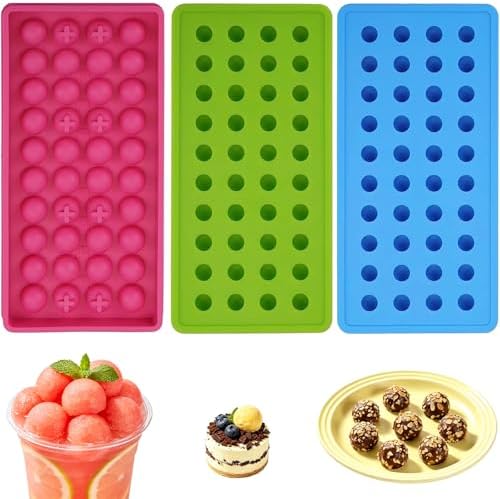 Yesland 3 Pack Mini Ice Ball Molds, 120-Cavity Mini Round Silicone Mold/Chocolate Drops Mold, Perefect for Candy, Pudding, Jelly, Milk, Juice, Cocktails & Whiskey Particles