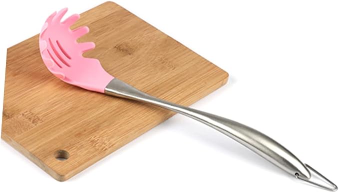 Stainless Steel Handle Silicone Slotted Spaghetti Spoon Non Stick Cooking Utensil for Home and Restaurant Use Pasta Server Kitchen Tool
