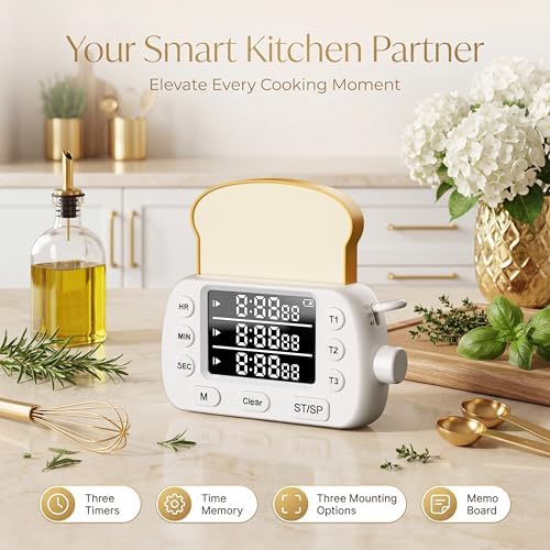 Digital Kitchen Timer for Cooking Magnetic Countdown Timers White