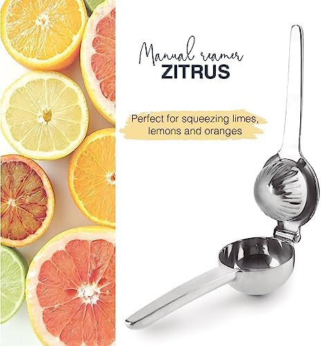 Lacor – 68182 – ZITRU Manual Juicer, 18/10 Stainless Steel, Juicer for Limes, Lemons and Oranges, Ergonomic Handle, Dishwasher Safe