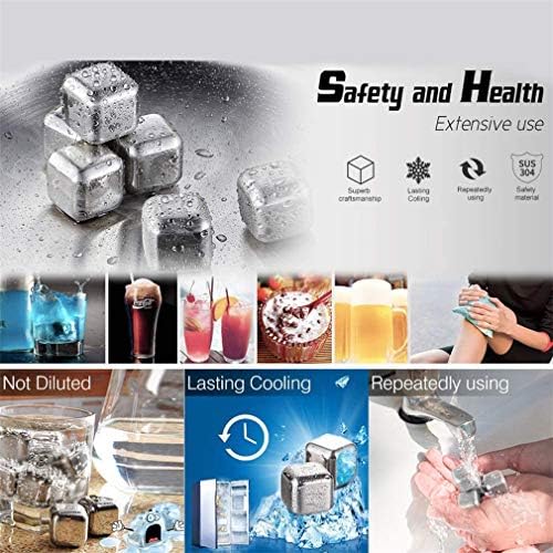 Stainless Steel Square Shaped Whiskey Stones Set Reusable Chilling Rocks Ice Stones Gift for Whiskey Lovers