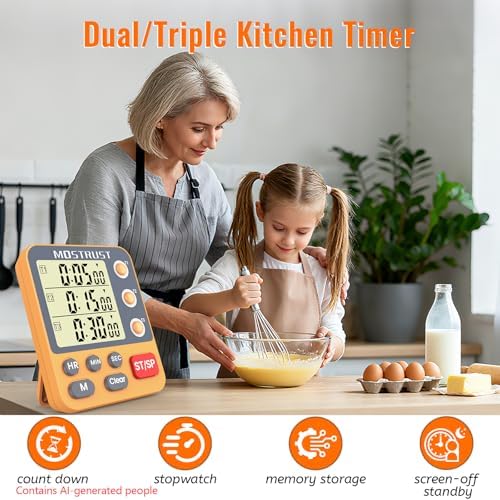 Digital Dual Kitchen Timer, Multiple Channels Countdown Timer