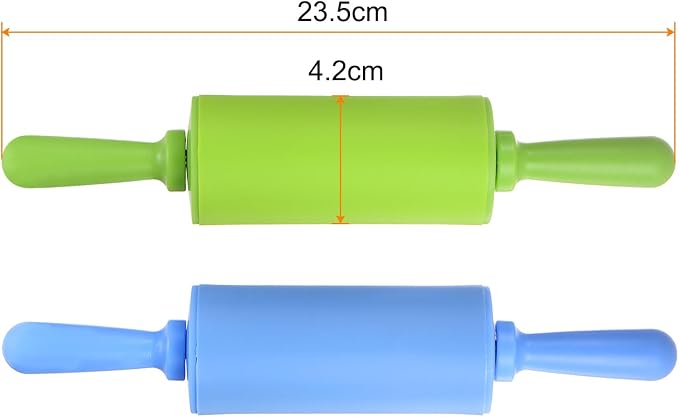 HARFINGTON Silicone Rolling Pins for Baking 9 Inch Non Stick Rolling Pin Small Roller Playdough Rolling Pins for Dough Pizza Pastry Fondant Kitchen, Blue & Green