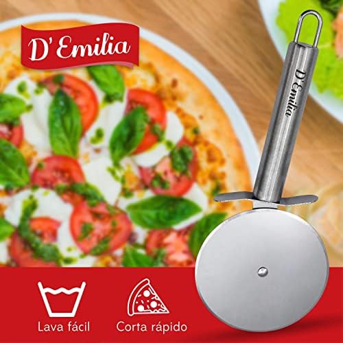 D'Emilia Professional Stainless Steel Pizza Cutter for Kitchen Use, Sharp Wheel 9 cm Diameter, Multipurpose Cutter Easy to Wash and Durable