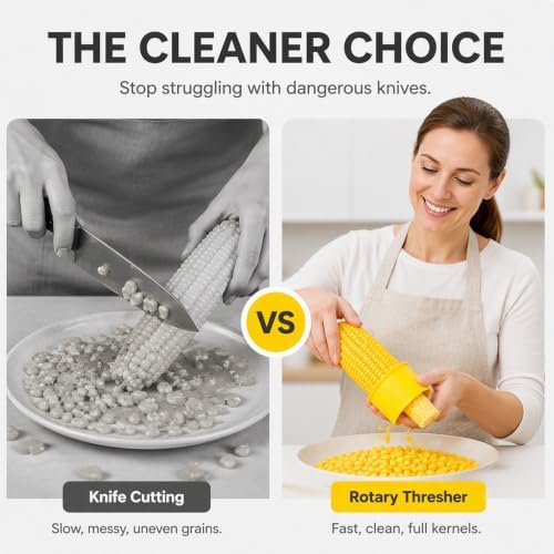 Corn Peeler, 2027 New Corn On the Cob Stripper Tool (Yellow+Blue+Beige)