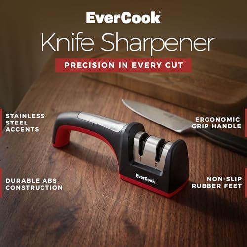 Precision Knife Sharpener for Kitchen Knives, 2-Stage Diamond Sharpening System (360/600 Grit), Non-Slip TPE Base, Stainless Steel Accents