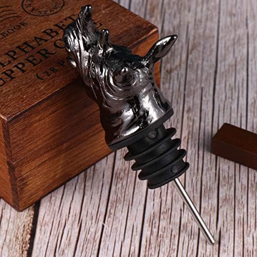 Cabilock Metal Wine Pourer Rhino Head Wine Aerator Pourer Wine Saver Pourer Lion Head Wine Bottle Pourer Metal Wine Bottle Stopper Champagne Vacuum Sealed Dust Caps Black