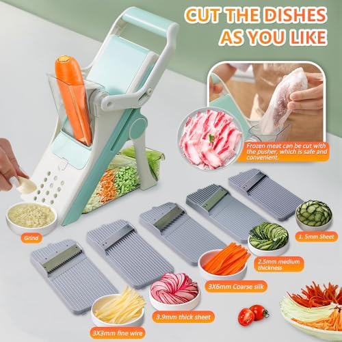 Potato French Fry Cutter, Mandoline Slicer for Kitchen - Vegetable Chopper, Food Slicer with Container, Onion Dicer with Safety Guard - Multi Vegetable Slicer for Healthy Cooking