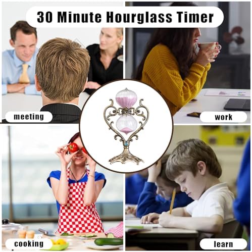 Sand Timer 30 Minutes,Hour Glass,Metal Vintage Hourglass,Hourglass Decor,for Home Decoration Office Desk Wedding Party Decor Kitchen Timer (FCopper Heart, 30 Min)