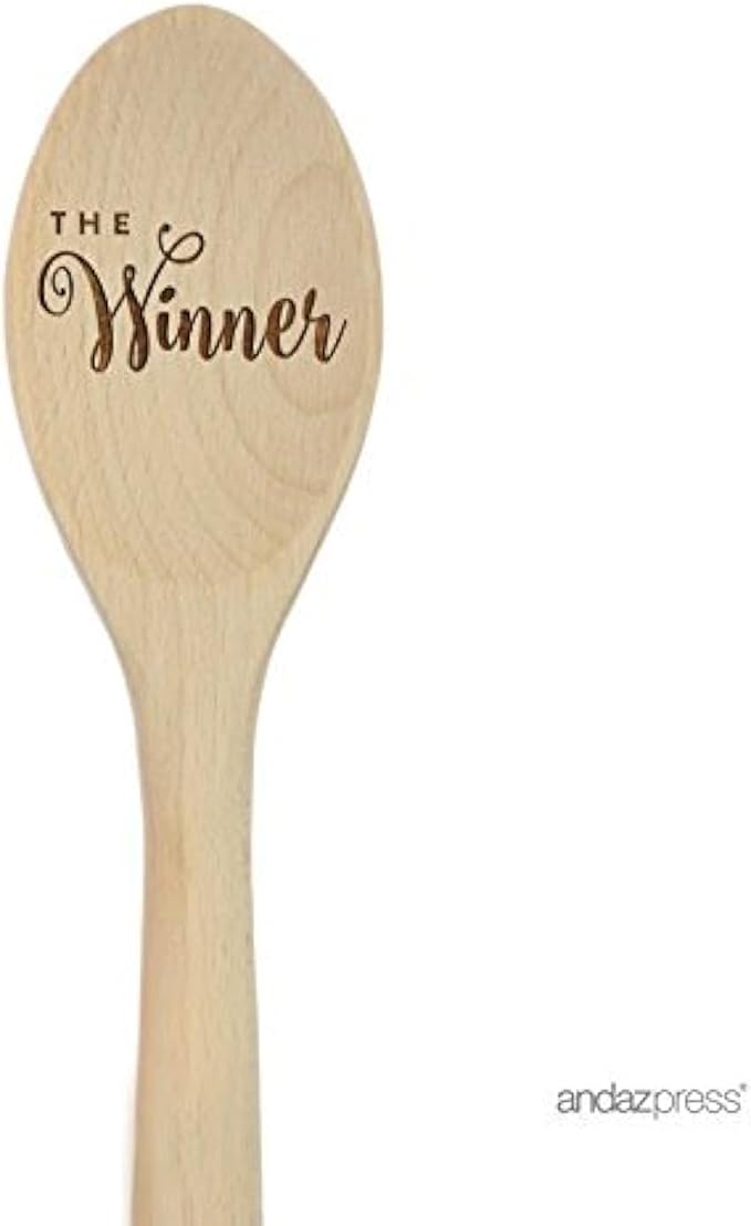 Andaz Press Laser Engraved Wooden Mixing Spoon Trophy Award Prize, 12-inch, Winner, 1-Pack
