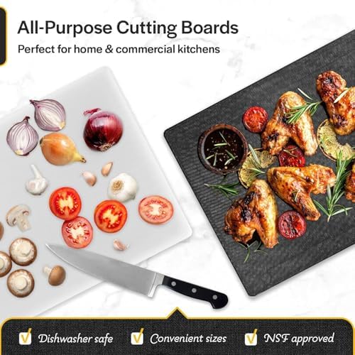 Thirteen Chefs Extra Large 24 x 18 Plastic Cutting Board - 1/2" Thick White HDPE for Restaurants and Professional Kitchens