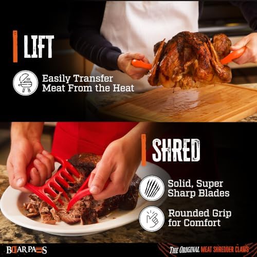 Bear Paws Meat Claws - The Original BBQ Meat Shredder Claws - Black