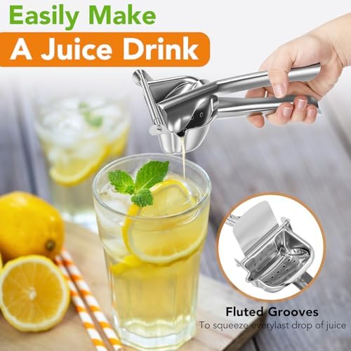 Hand Juicer Squeezer, 304 Stainless Steel Metal Handheld Manual Juicer, Handheld Press Squeezer with Filter, Manual Hand Press Juicer for Lemons, Tangerines, Citrus, Oranges, Grape