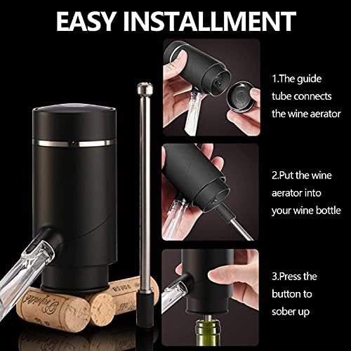 Electric Wine Aerator & Dispenser – One-Touch Automatic Wine Pourer with Decanter Function, Enhances Red & White Wine Flavor, Portable with Retractable Tube, USB-C Rechargeable, Mothers Day Gift