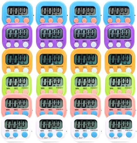 24 Pack Multi-Function Electronic Timer - Kitchen Timer,Magnetic Digital Timers,Big LCD Display, ON/Off Switch,Extensively Use in Cooking,Gym, Meeting, Classroom,Kitchen,Study,Work,Outdoor Activities