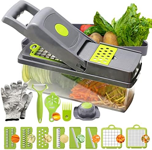 Vegetable Chopper,FIILNN 15-in-1 Food Chopper Onion Chopper Vegetable Slicer with Container,8Blades,Egg Separator,Colander Basket,Protective Gloves, is the perfect kitchen Gadget for cooking lovers.