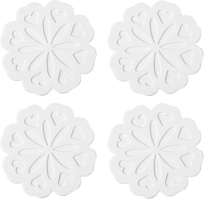 Set of 4 Silicone Trivet Mat - Table & Countertop Hot Pads - Non-Slip & Heat Resistant Modern Kitchen Pads for Pots & Pans, White