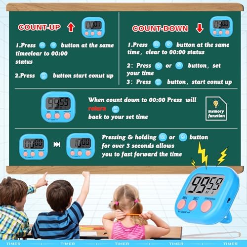 Mwellewm Digital Timers for Classroom Kids Kitchen Timers for Cooking 12 Pc