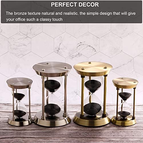 SuLiao Hourglass 30 Minutes Sand Timer, Antique Brass Black Sand Clock Stand, Unity Metal Sand Watch 30 Min, Unique Vintage Small Glass Sandglass for Home, Desk, Office Decorative